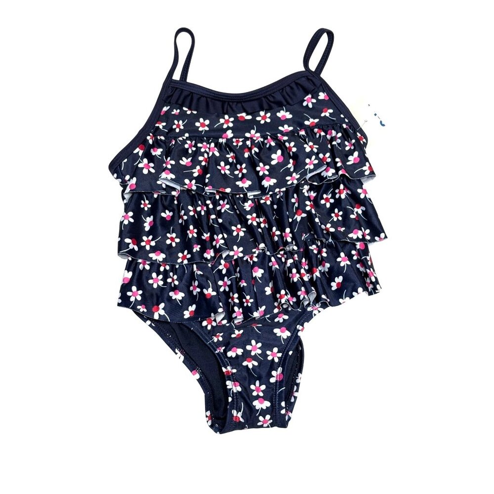 Toddler Girls EPK Blue Floral Ruffle One Piece Swimsuit 24M Designed in France